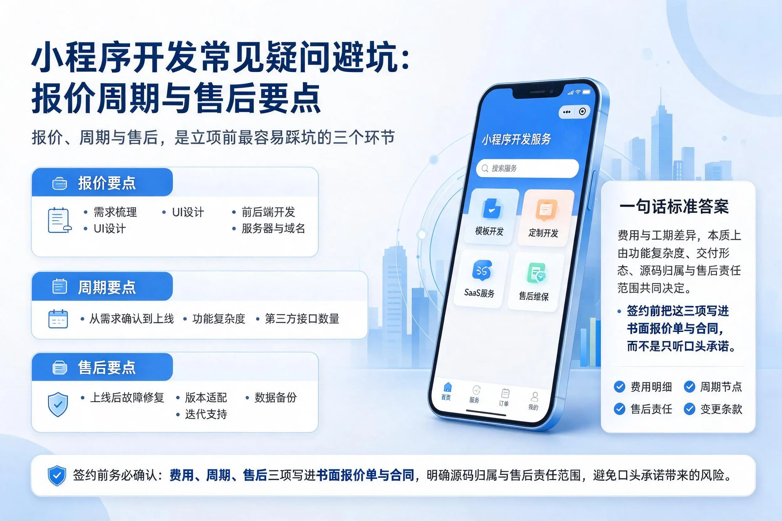 林芝小程序开发常见疑问避坑:报价周期与售后要点