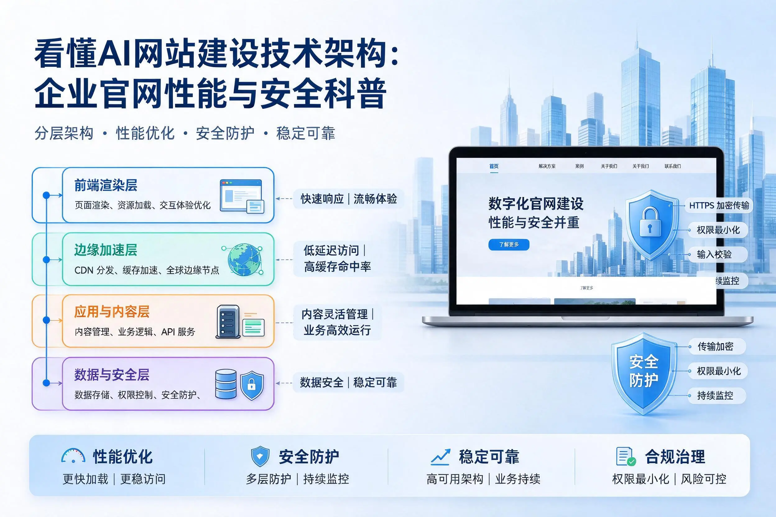看懂AI网站建设技术架构:林芝企业官网性能与安全科普