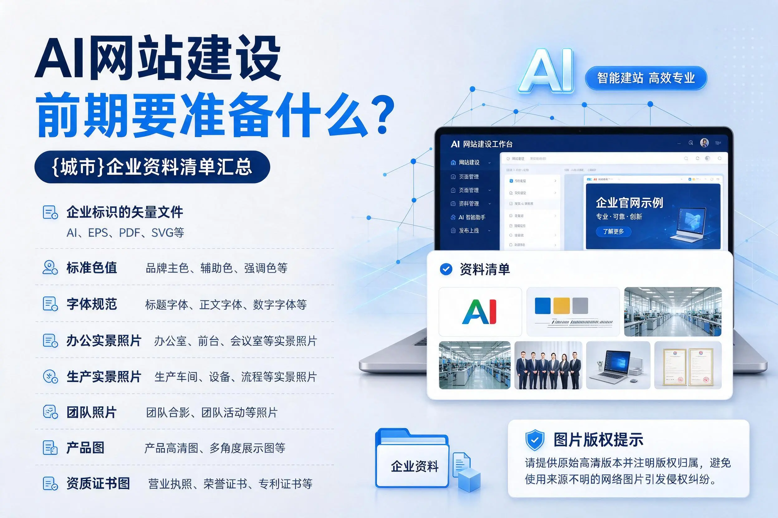 AI网站建设前期要准备什么？林芝企业资料清单汇总