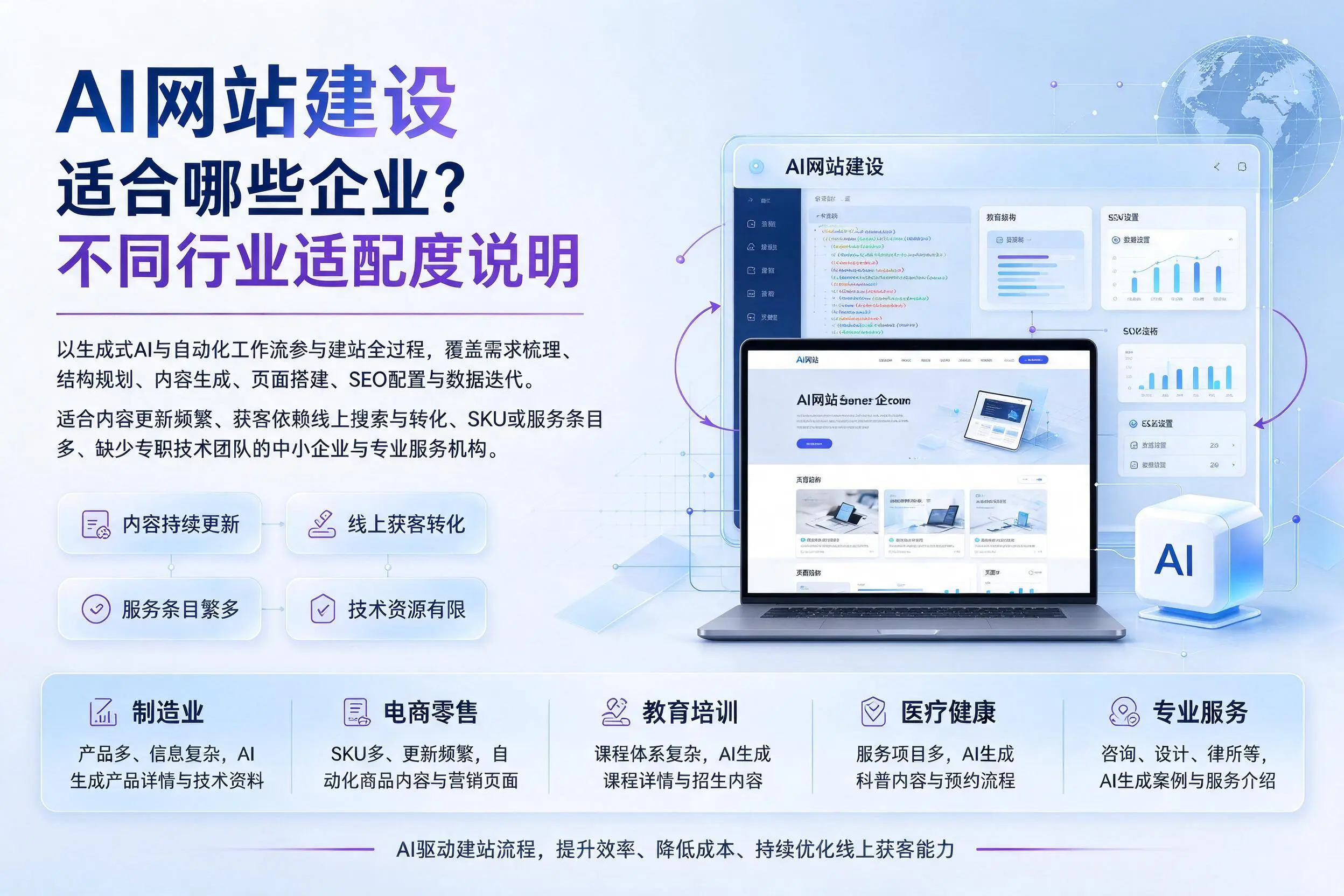 AI网站建设适合哪些企业?林芝不同行业适配度说明